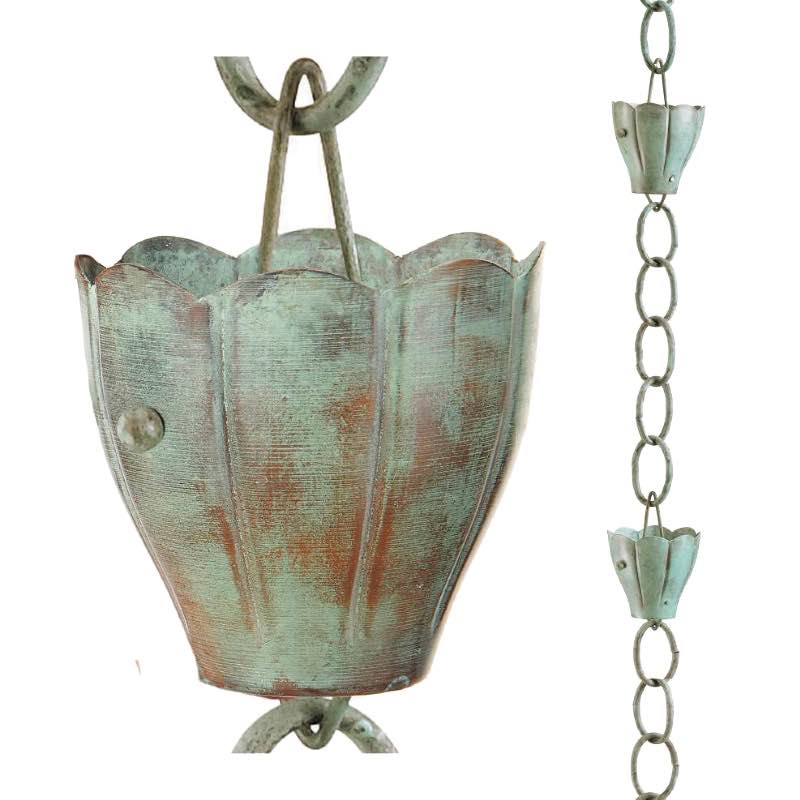 Handcrafted Crocus Flower Rain Chain - Blue